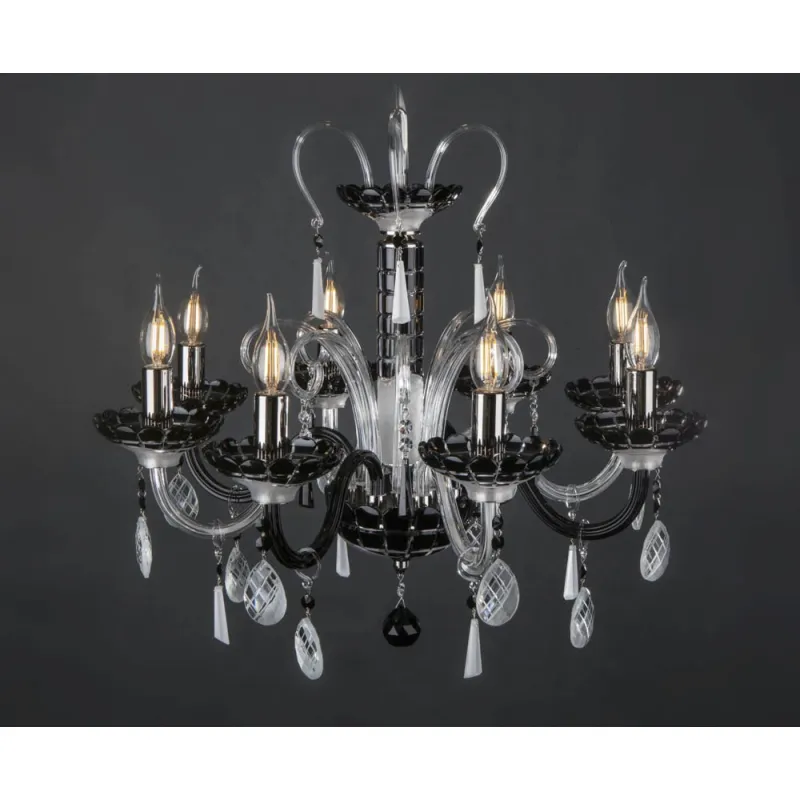 Candelabru Cristale, Negru, Bohemia, E14, EL010619818Ni, Crystal