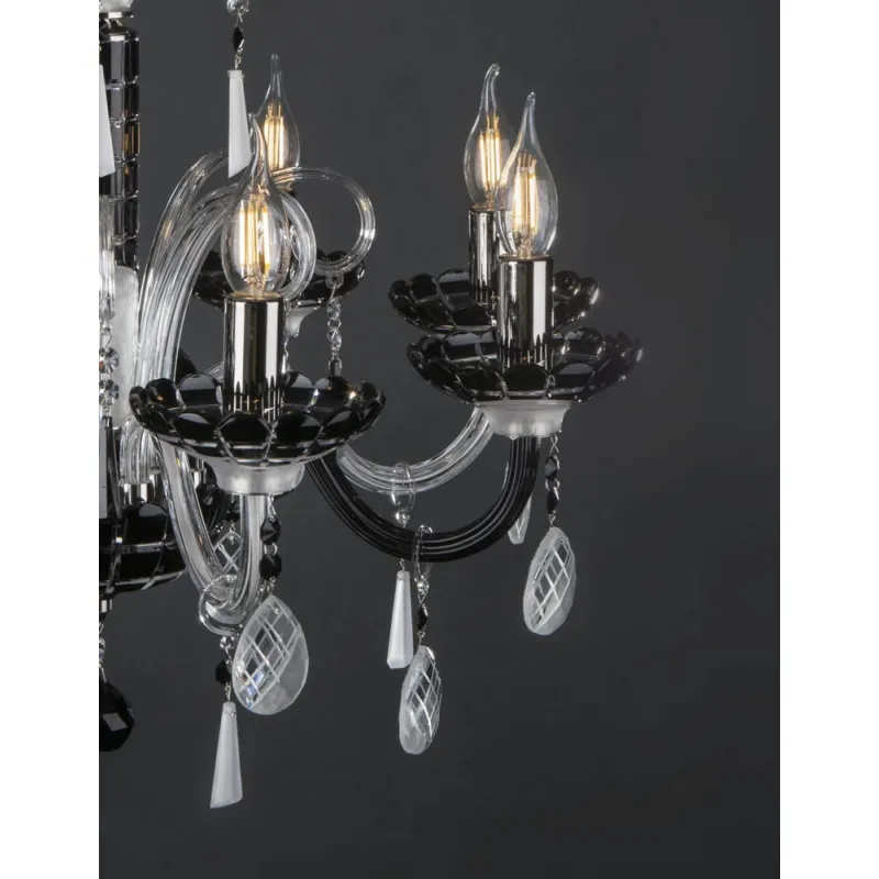 Candelabru Cristale, Negru, Bohemia, E14, EL010619818Ni, Crystal