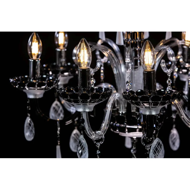 Candelabru Cristale, Negru, Bohemia, E14, EL010619818Ni, Crystal