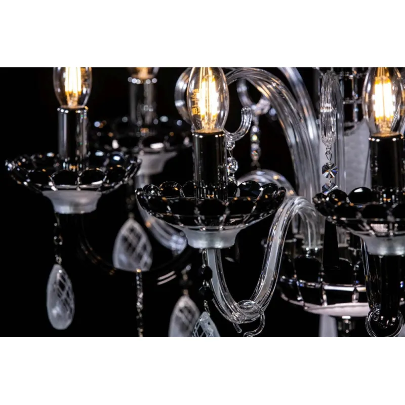 Candelabru Cristale, Negru, Bohemia, E14, EL010619818Ni, Crystal