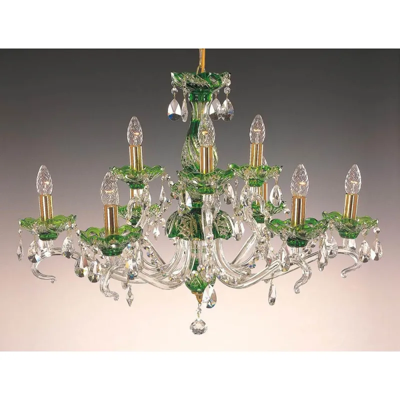 Candelabru Cristale, Verde, Bohemia, E14, EL010660915, Crystal