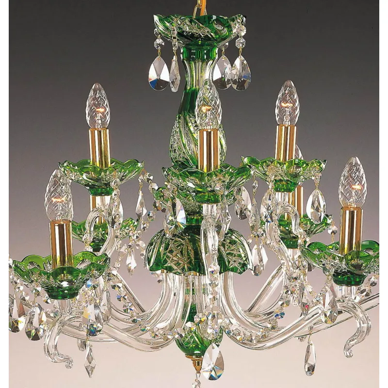 Candelabru Cristale, Verde, Bohemia, E14, EL010660915, Crystal
