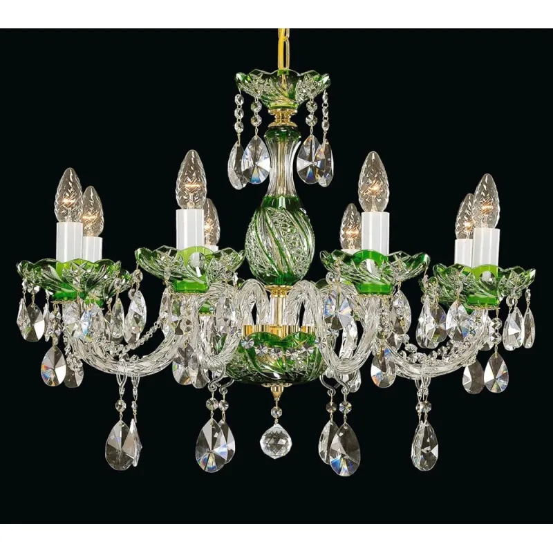 Candelabru Cristale, Verde, Bohemia, E14, EL010666815, Crystal