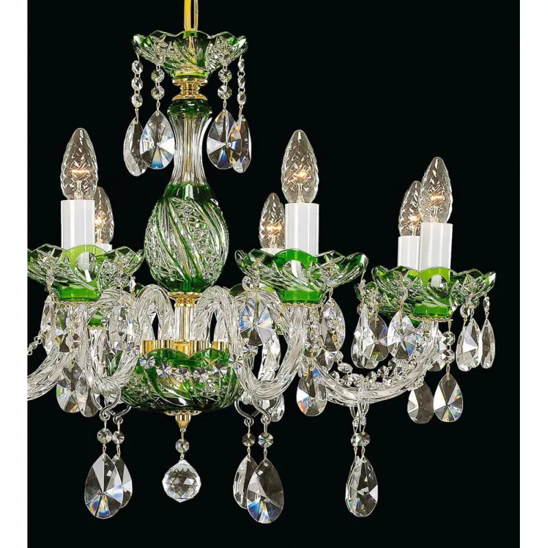 Candelabru Cristale, Verde, Bohemia, E14, EL010666815, Crystal