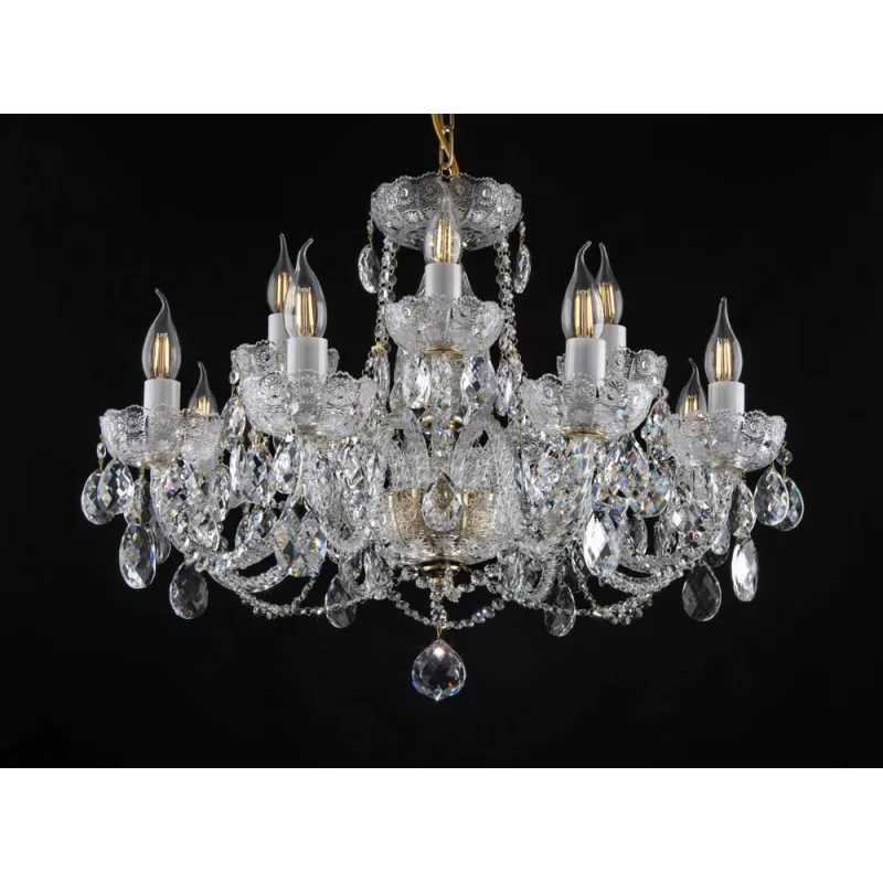 Candelabru Cristale, Sticla, Bohemia, E14, EL0106928+401, Crystal