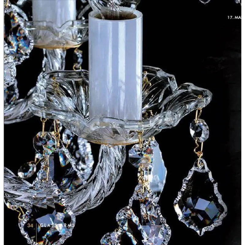 Candelabru Cristale, Sticla, Bohemia, E14, L001018CE, Crystal