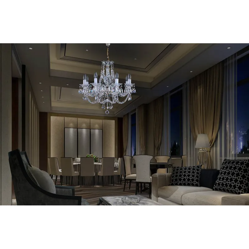 Candelabru Cristale, Sticla, Bohemia, E14, L001019CE, Crystal