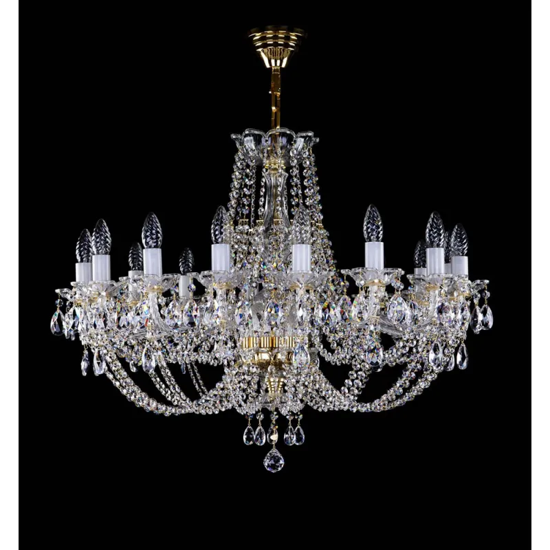 Candelabru Cristale, Sticla, Bohemia, E14, L001021CE, Crystal