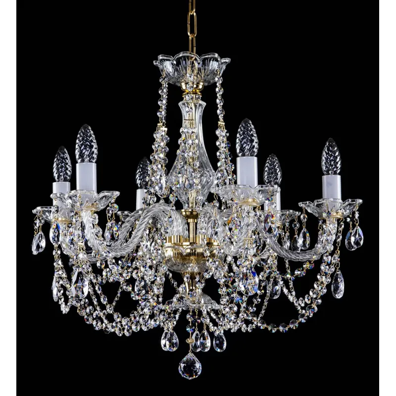 Candelabru Cristale, Sticla, Bohemia, E14, L001022CE, Crystal