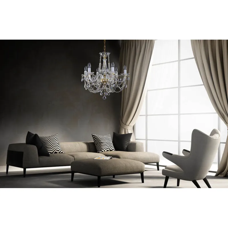 Candelabru Cristale, Sticla, Bohemia, E14, L001022CE, Crystal