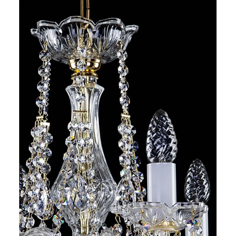 Candelabru Cristale, Sticla, Bohemia, E14, L001022CE, Crystal
