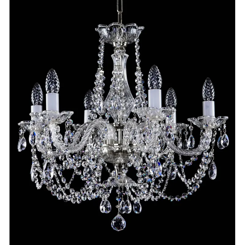 Candelabru Cristale, Sticla, Bohemia, E14, L001022CE, Crystal