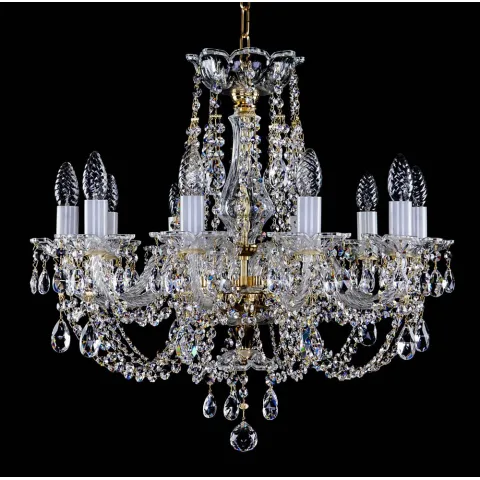 Candelabru Cristale, Sticla, Bohemia, E14, L001023CE, Crystal