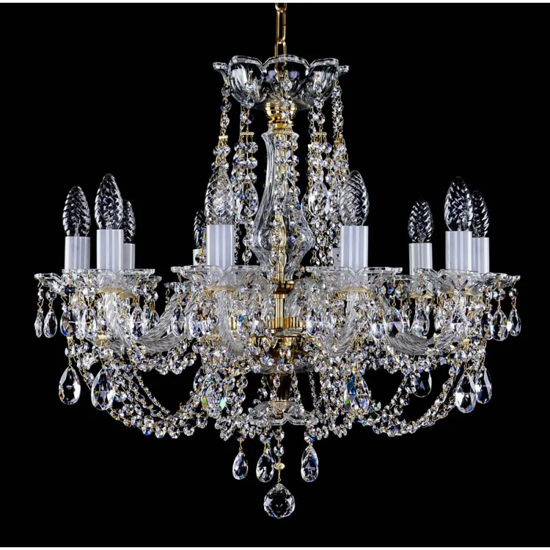 Candelabru Cristale, Sticla, Bohemia, E14, L001023CE, Crystal