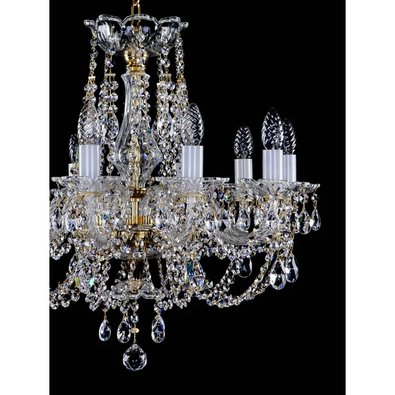 Candelabru Cristale, Sticla, Bohemia, E14, L001023CE, Crystal