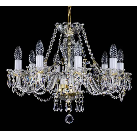 Candelabru Cristale, Sticla, Bohemia, E14, L001028CE, Crystal