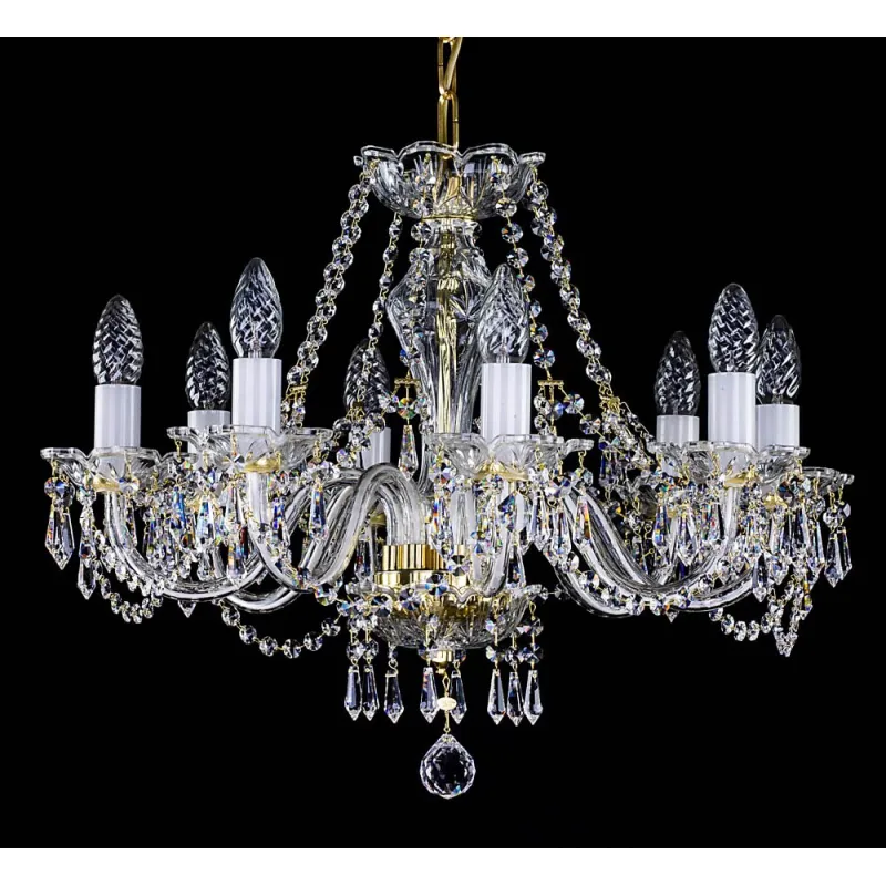 Candelabru Cristale, Sticla, Bohemia, E14, L001028CE, Crystal