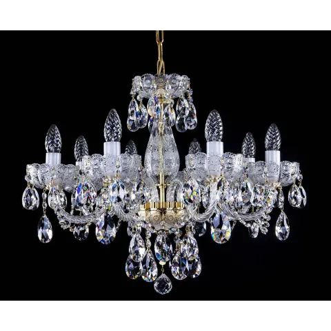 Candelabru Cristale, Sticla, Bohemia, E14, L001037CE, Crystal