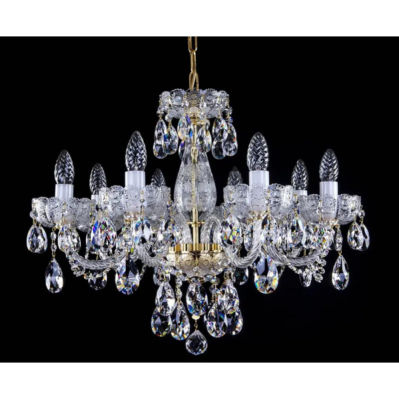 Candelabru Cristale, Sticla, Bohemia, E14, L001037CE, Crystal