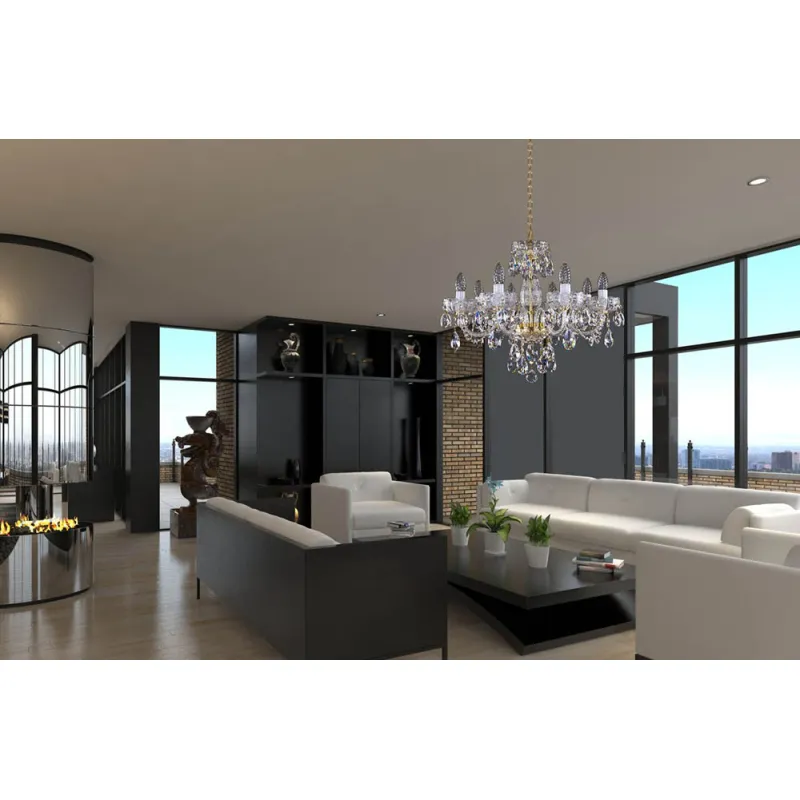 Candelabru Cristale, Sticla, Bohemia, E14, L001037CE, Crystal