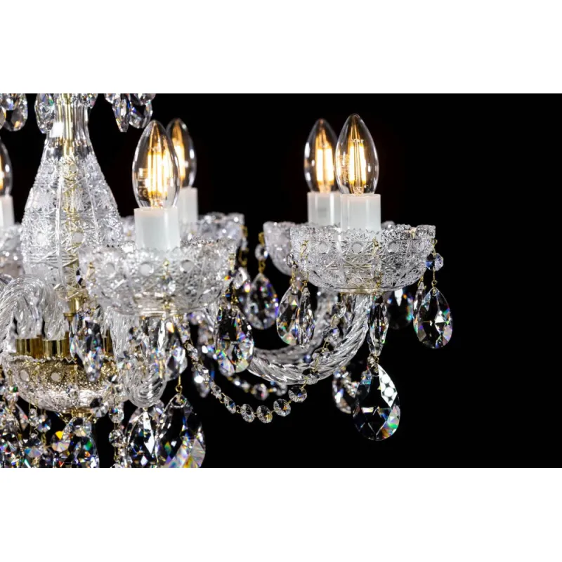 Candelabru Cristale, Sticla, Bohemia, E14, L001037CE, Crystal