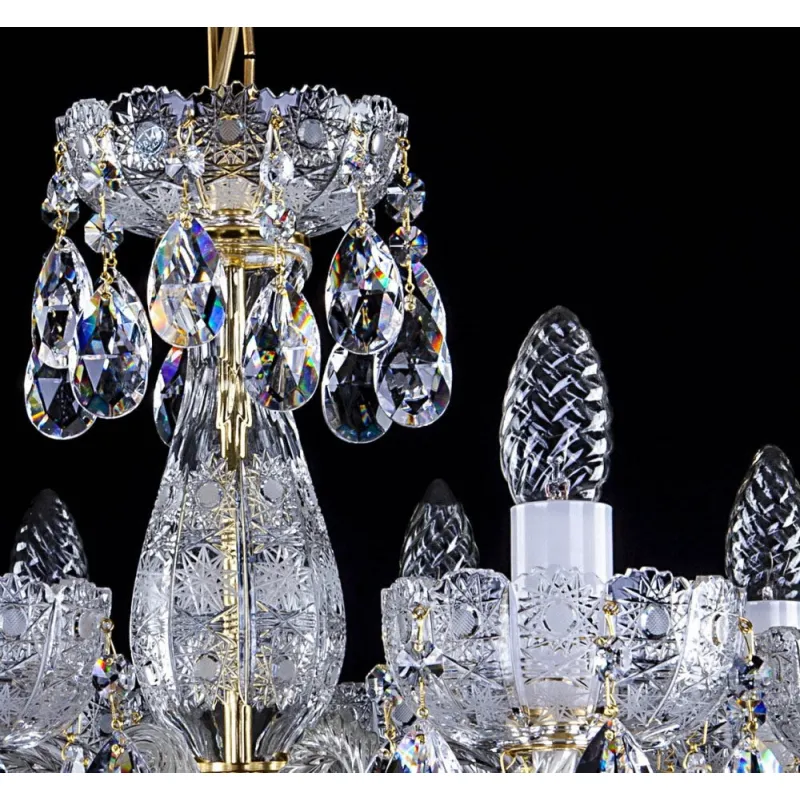 Candelabru Cristale, Sticla, Bohemia, E14, L001037CE, Crystal