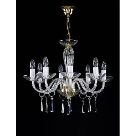 Candelabru Cristale, Sticla, Bohemia, E14, L101046CE, Crystal
