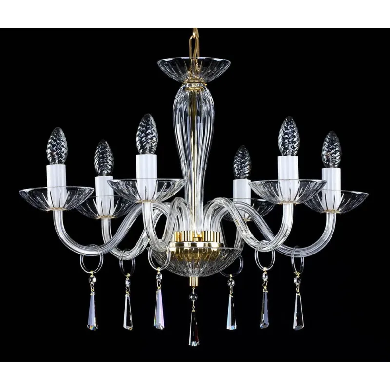 Candelabru Cristale, Sticla, Bohemia, E14, L101048CE, Crystal