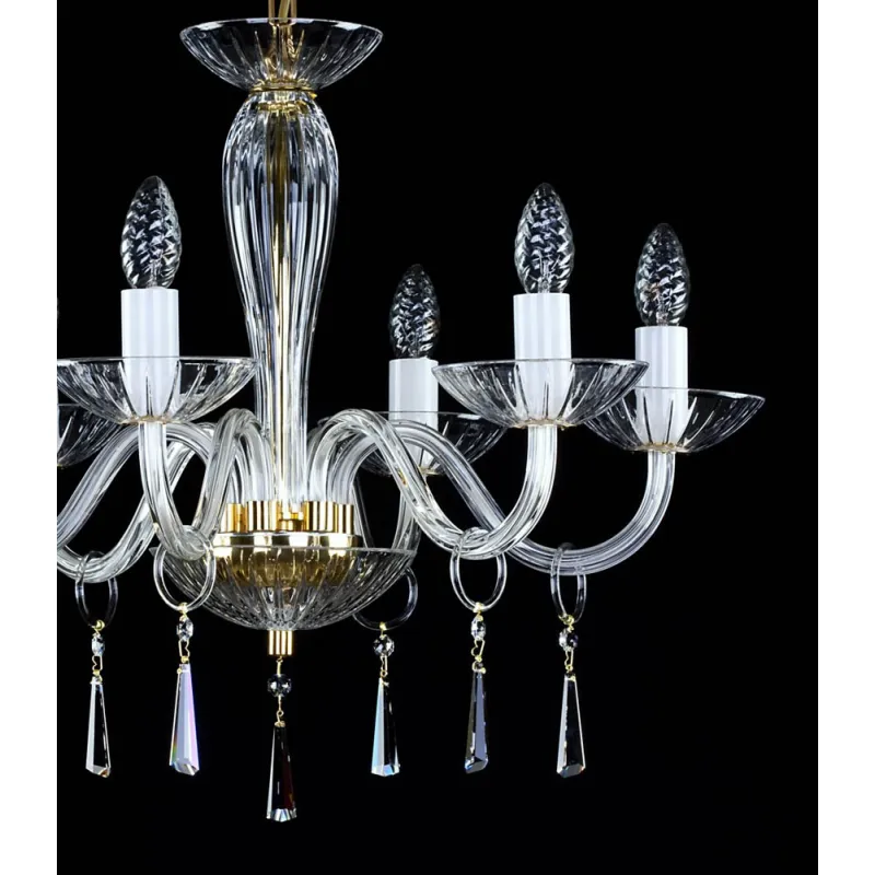 Candelabru Cristale, Sticla, Bohemia, E14, L101048CE, Crystal