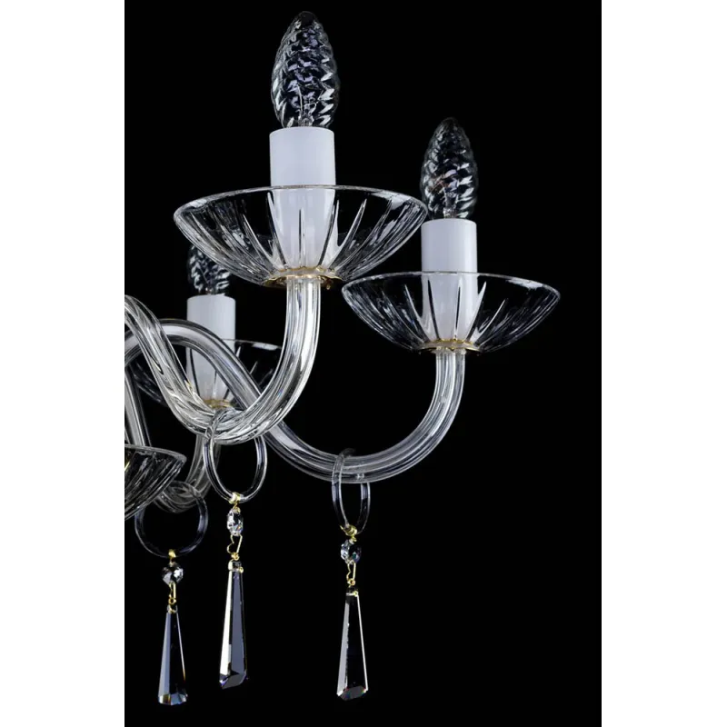 Candelabru Cristale, Sticla, Bohemia, E14, L101048CE, Crystal