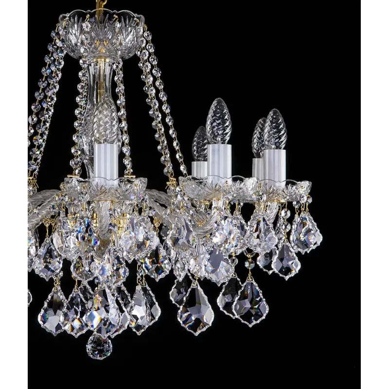 Candelabru Cristale, Sticla, Bohemia, E14, L10106049CE, Crystal