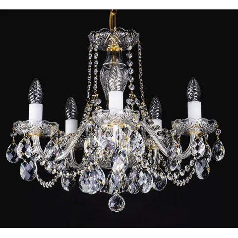 Candelabru Cristale, Sticla, Bohemia, E14, L10106051CLN, Crystal