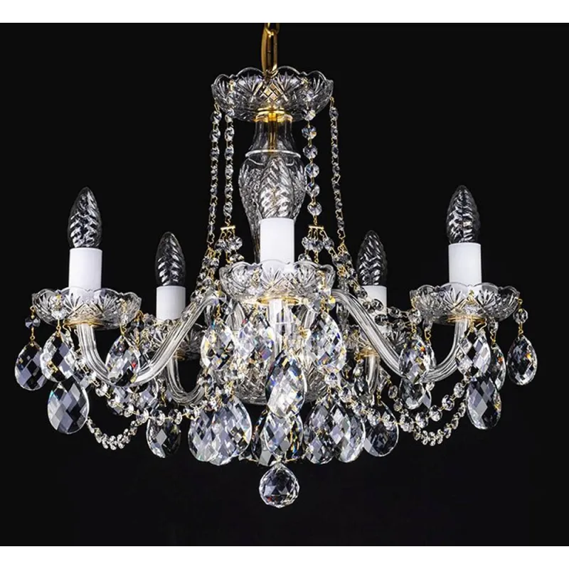 Candelabru Cristale, Sticla, Bohemia, E14, L10106051CLN, Crystal