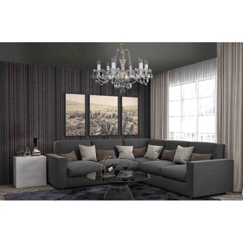 Candelabru Cristale, Sticla, Bohemia, E14, L10106052CLN, Crystal