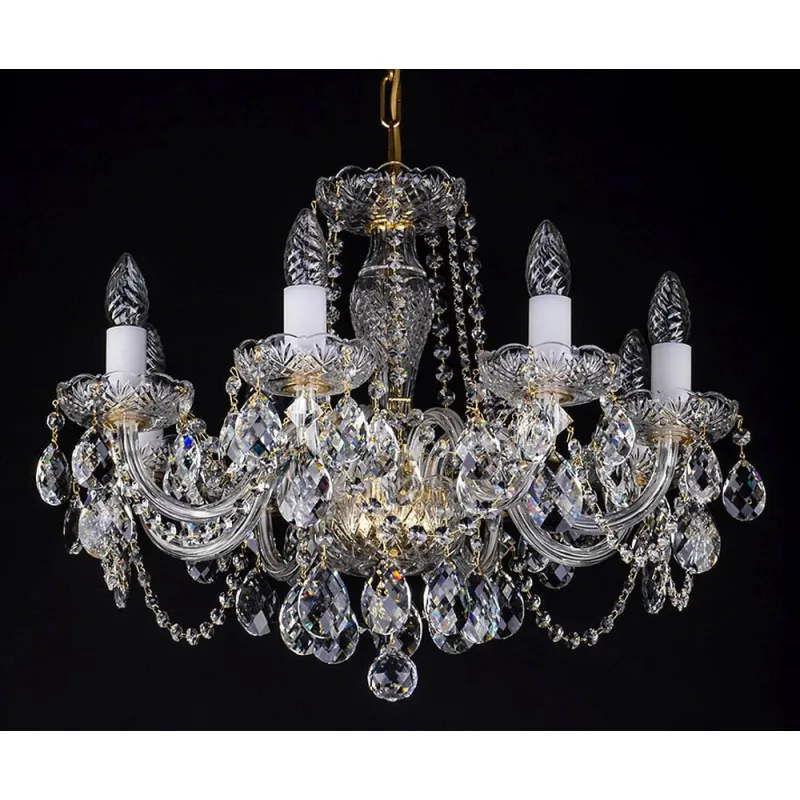 Candelabru Cristale, Sticla, Bohemia, E14, L10106053CLN, Crystal