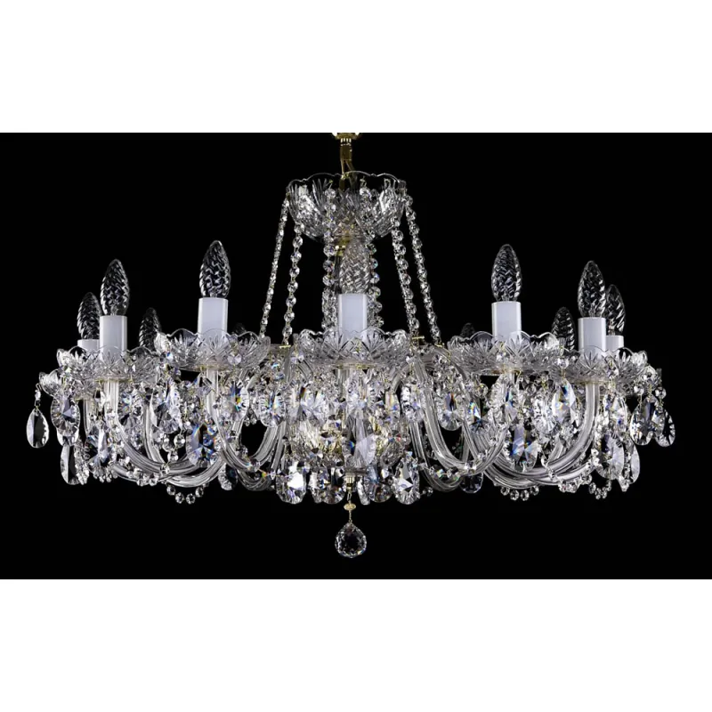 Candelabru Cristale, Sticla, Bohemia, E14, L10106417CLN, Crystal