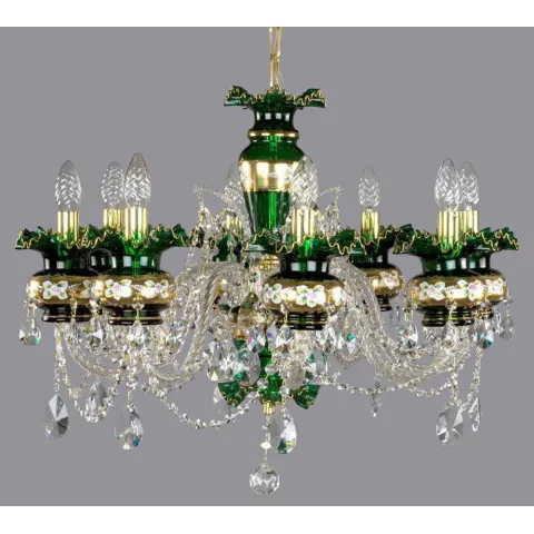 Candelabru Cristale, Bohemia, E14, L101067CE green, Crystal