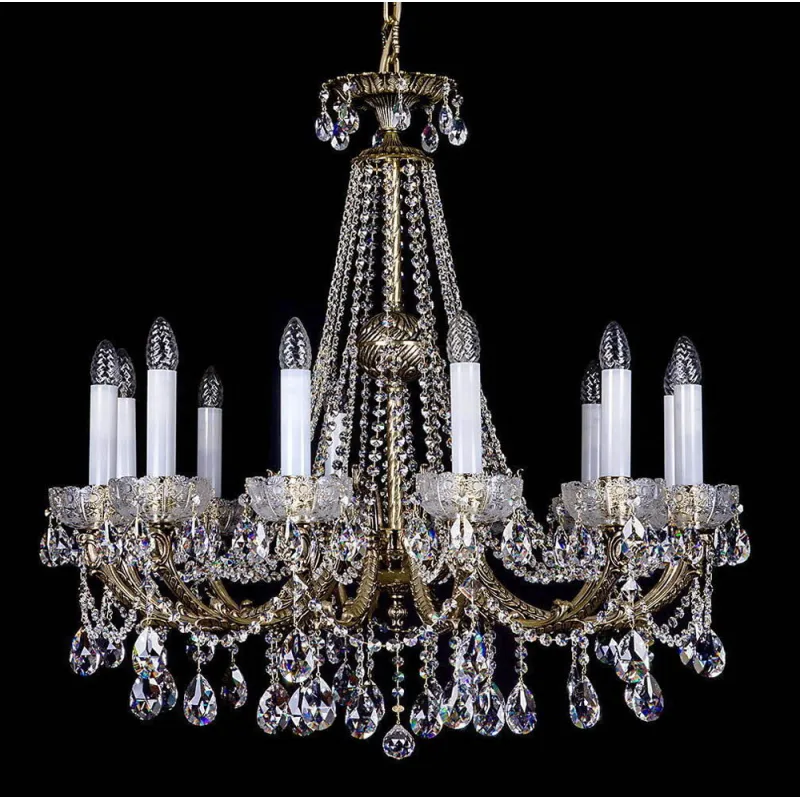 Candelabru Alama, Cristale, Bohemia, E14, L301011CE, Crystal
