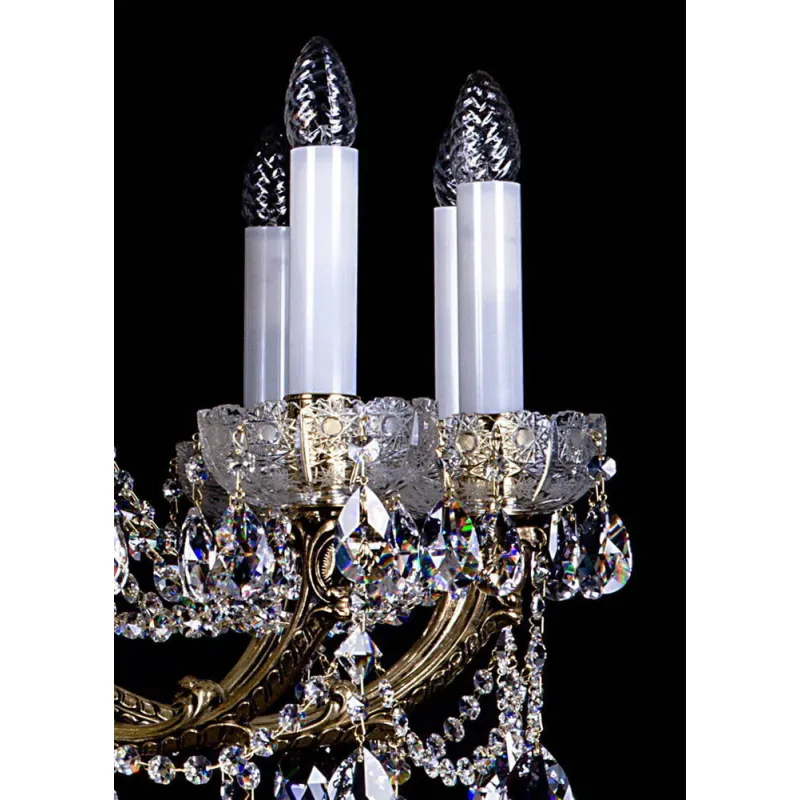 Candelabru Alama, Cristale, Bohemia, E14, L301011CE, Crystal