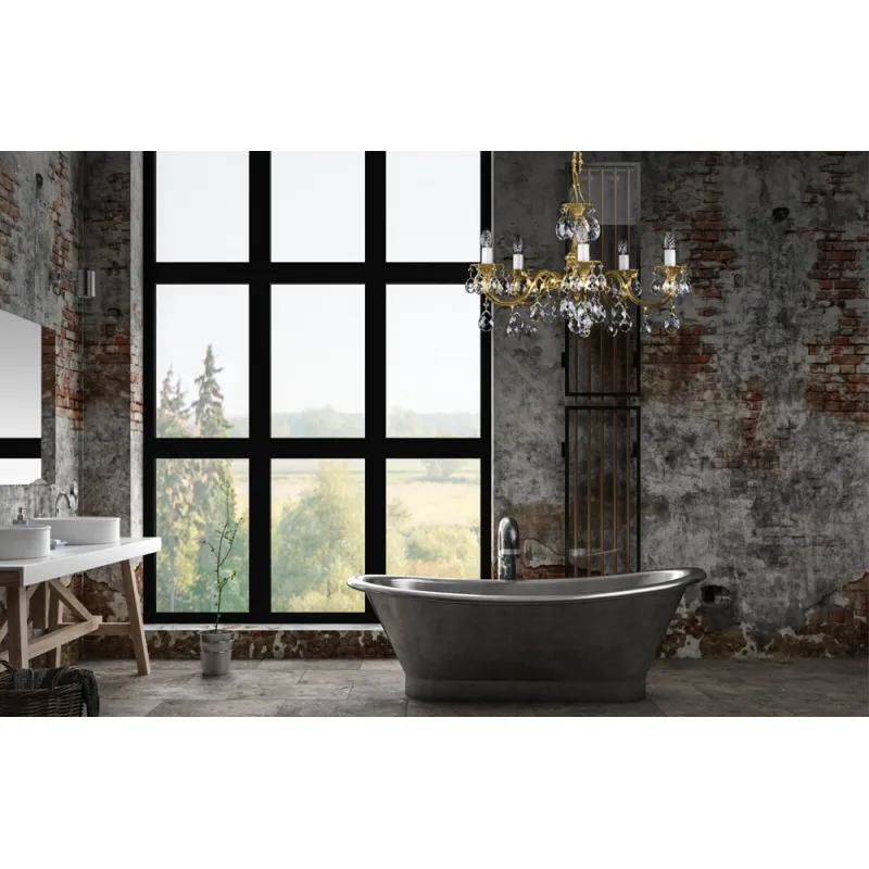 Candelabru Alama, Cristale, Bohemia, E14, L301034CE, Crystal