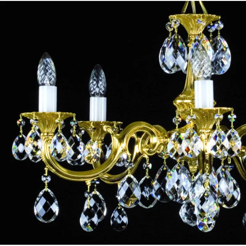 Candelabru Alama, Cristale, Bohemia, E14, L301034CE, Crystal