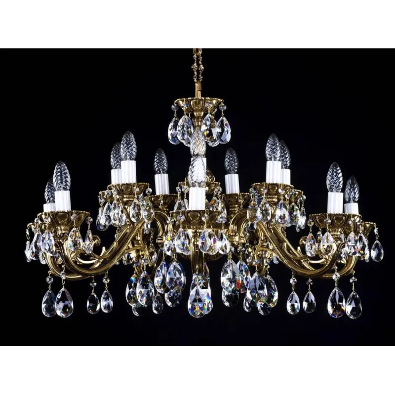 Candelabru Alama, Cristale, Bohemia, E14, L301036CE, Crystal