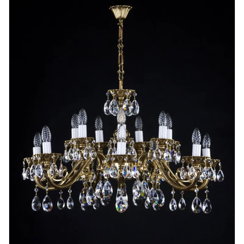 Candelabru Alama, Cristale, Bohemia, E14, L301036CE, Crystal