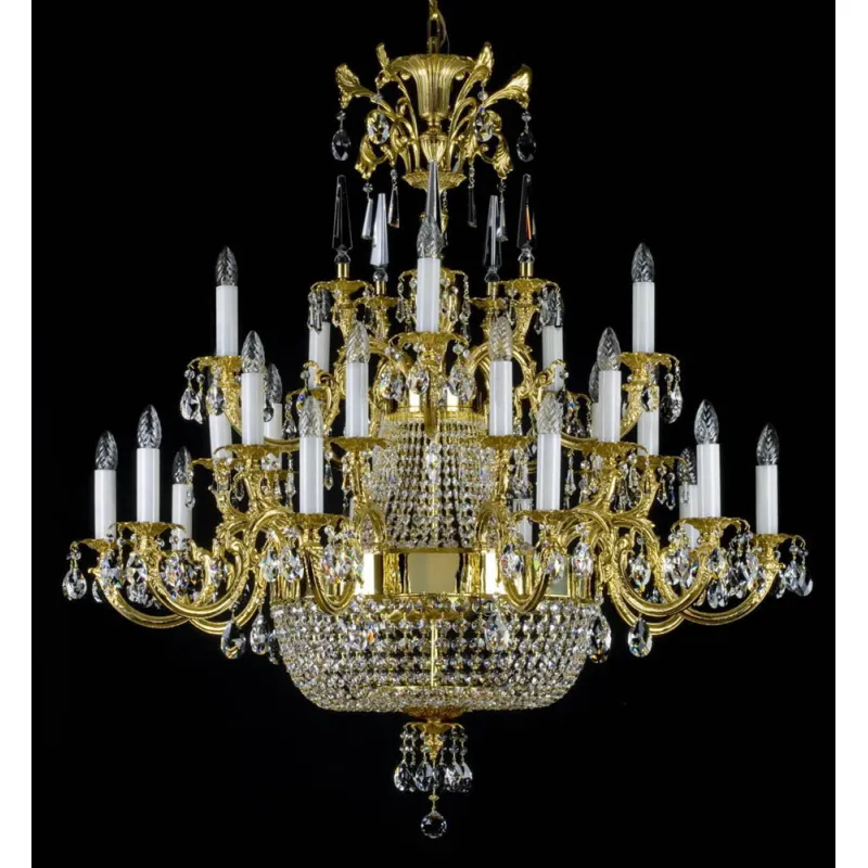 Candelabru Alama, Cristale, Bohemia, E14, L301059CE, Crystal