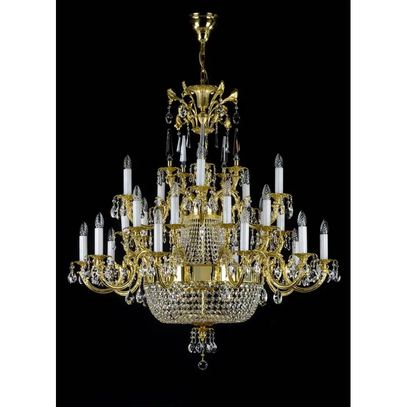 Candelabru Alama, Cristale, Bohemia, E14, L301059CE, Crystal