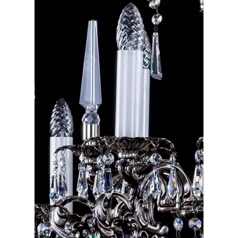 Candelabru Alama, Cristale, Bohemia, E14, L301061CE nickel antique, Crystal
