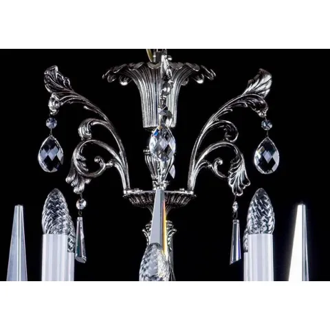 Candelabru Alama, Cristale, Bohemia, E14, L301061CE nickel antique, Crystal