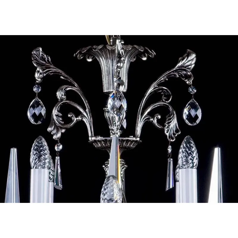 Candelabru Alama, Cristale, Bohemia, E14, L301061CE nickel antique, Crystal