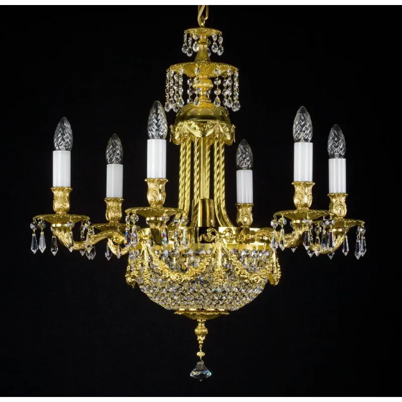 Candelabru Alama, Cristale, Bohemia, E14, L301063CE, Crystal