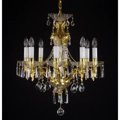 Candelabru Alama, Cristale, Bohemia, E14, L301068CE, Crystal